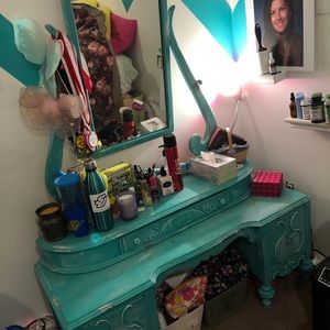 Vanity with a rustic finish!